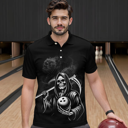 Custom Bowling Shirt Skull Bowling Polo Shirt for Men Bowling Team League QZT299