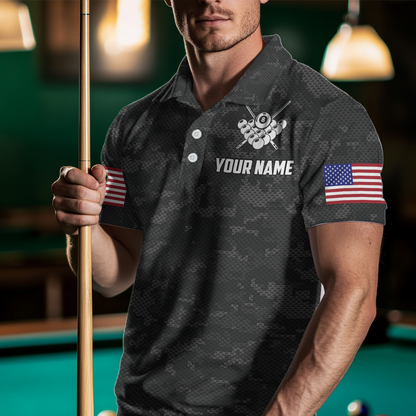 Billiard Shirt for Men US Flag Eagle Billiard Jersey 8 Ball Billiard for Men Team Shirt NNT24
