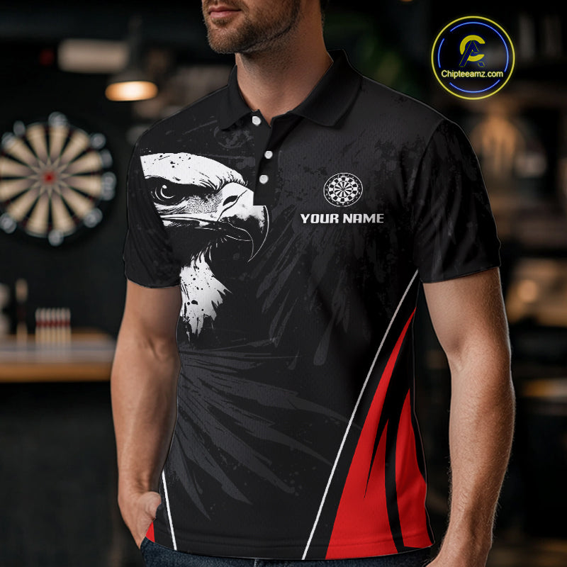 Custom Men's Darts Jersey Grunge Eagle And Dartboard Design For Darts Team NYN0272