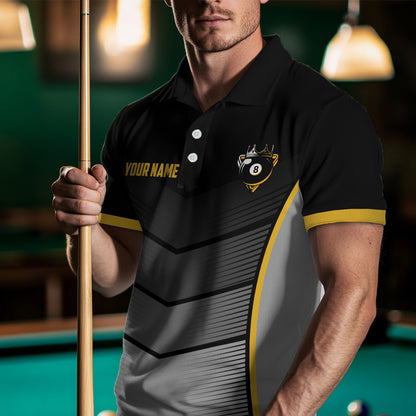 Billiard Shirt Crown 8 Ball Billiard Jersey Men Performance Billiard Shirt for Men Team Polo & 1/4 Zip NNT30