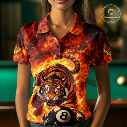Red Flames Wolf Claw Hold 8 Ball 3D Unique Billiard Shirt For Women Personalized Pool Balls Shirts NYN2651