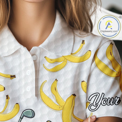 Funny Banana Pattern Golf Women's Polo Shirt, Team Golf Clothes, Golf Gifts NBT610
