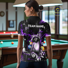 Load image into Gallery viewer, Custom Purple Funny Raccoon Billiard Shirt for Women 8 Ball Pool Billiard Jersey Polo &amp; 1/4-Zip BHT5