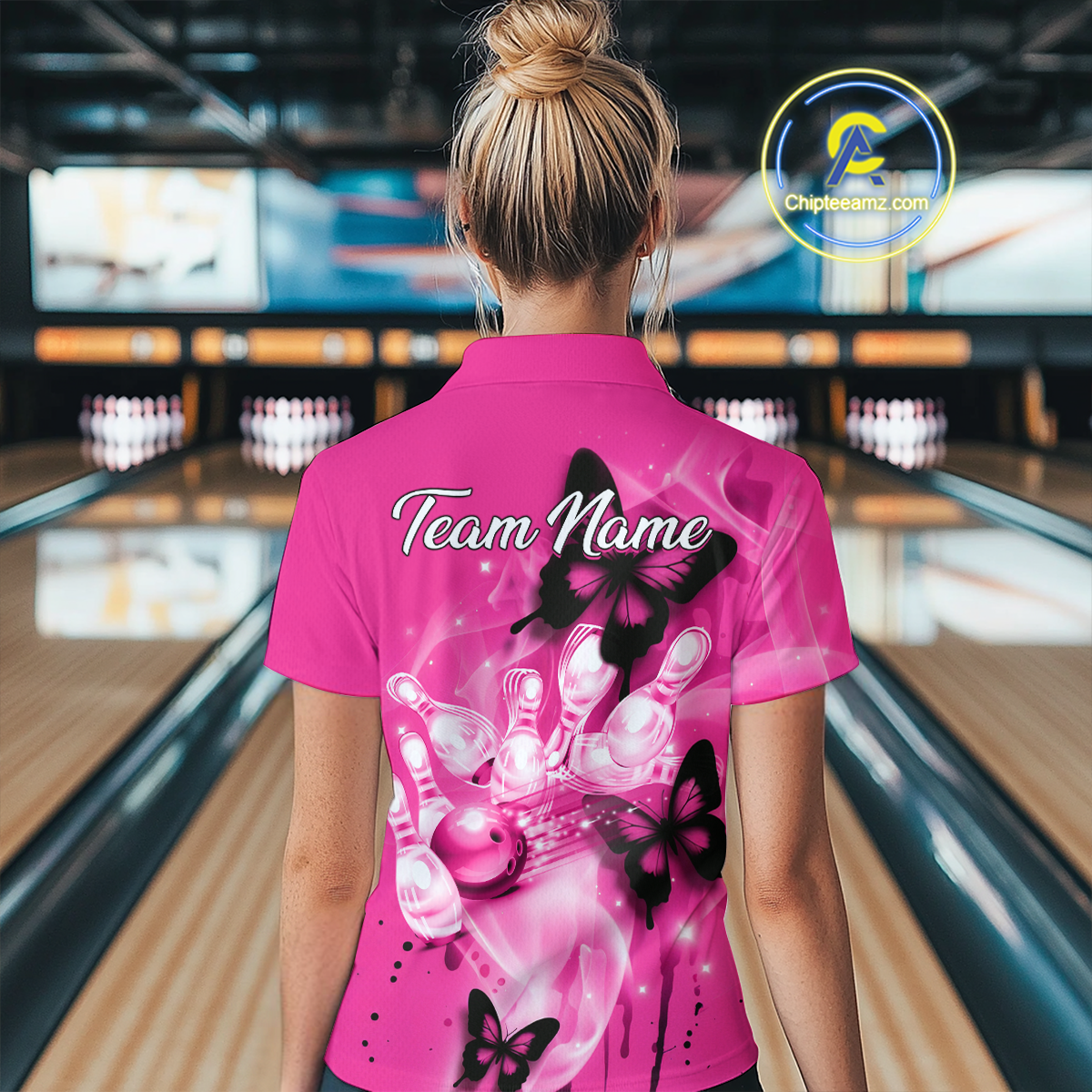 Custom Pink Butterflies Bowling Shirts for Men Women Team MBL120