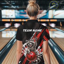 Load image into Gallery viewer, Custom Red Raccoon Bowling Jersey for Women Bowling Team Shirts Bowling Polo &amp; 1/4 Zip HNT254