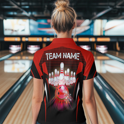 Personalized Bowling Shirt Bowling Team Jersey Bowling Quarter-Zip Shirt Women QZT59