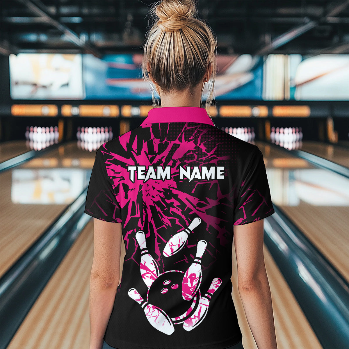 Custom Pink Bowling Shirts Funny Bowling Jersey for Men Women Team Polo&1/4 Zip MBL44