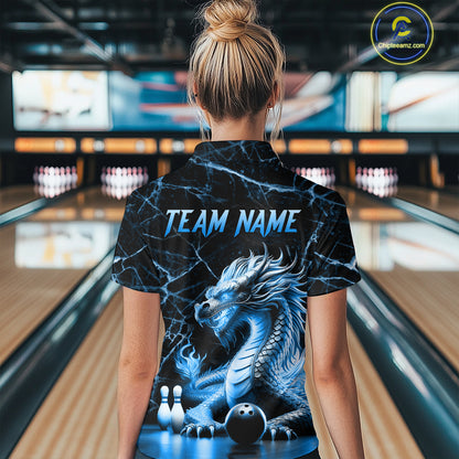Ice Dragon Bowling Shirt Custom Bowling Team League Polo Bowling Jersey Bowlers Gift QZT692