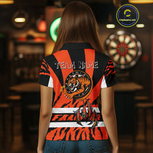Load image into Gallery viewer, Fierce Tiger &amp; Claws Dartboard Women's Orange Darts Shirt - Custom Name For Players NYN0479