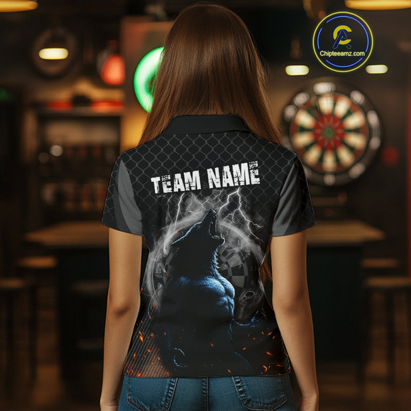 Women's Custom Darts Jersey With Thunder Wolfs & Dark Geometric Pattern NYN0283