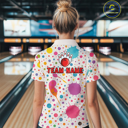 Ink Watercolor Pink Bowling Shirt for Men Women Custom Team Bowling Jerseys MBL103