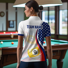 Load image into Gallery viewer, US Flag Billiard Shirt 8 9 Ball Billiard Jersey Billiard Shirt for Women Polo &amp; 1/4 Zip NNT15