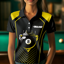Load image into Gallery viewer, Customized Yellow 8 Ball Pool Crown Women's Billiard Shirts, Billiard Team Shirts Polo &amp; 1/4 Zip Shirts NNT37