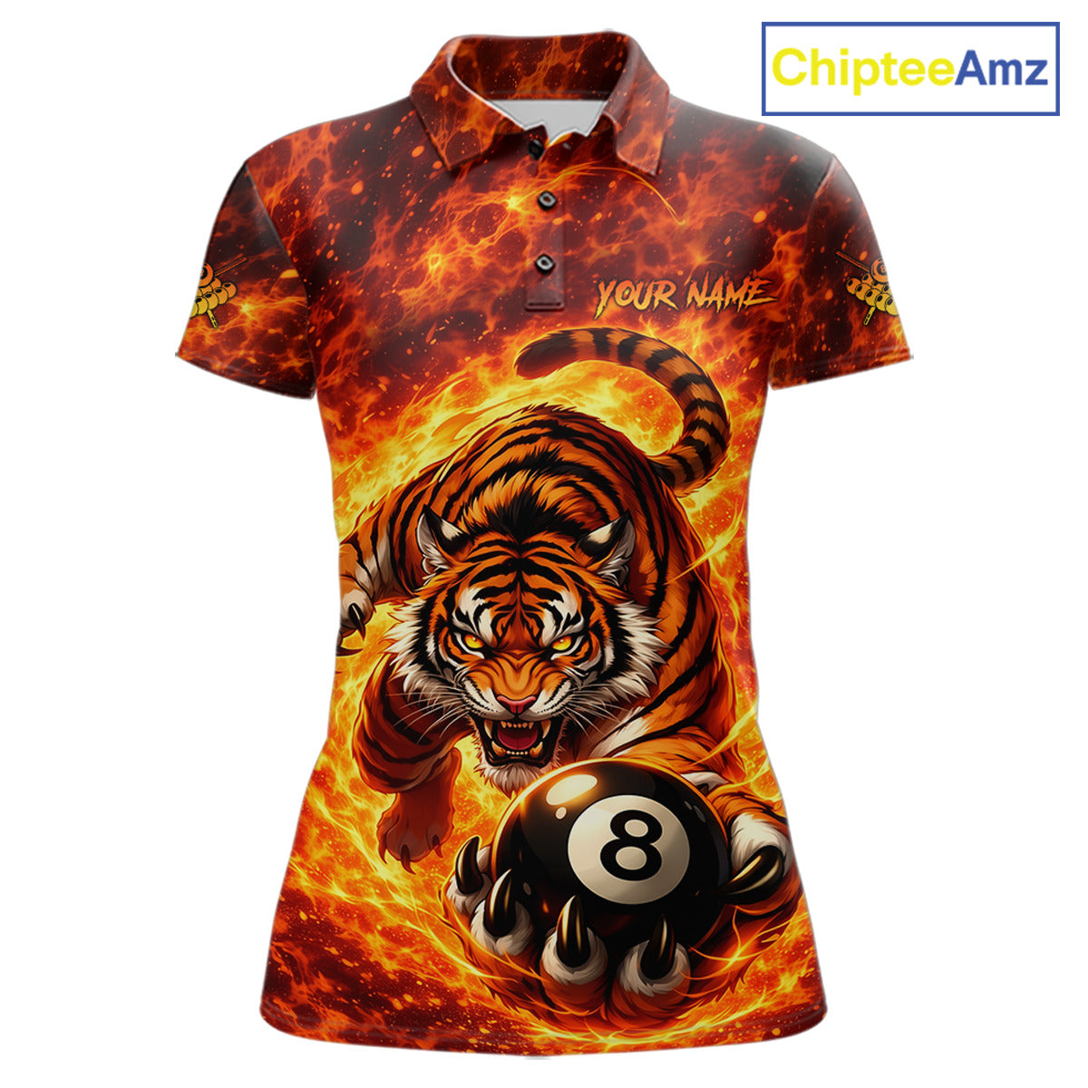 Red Flames Wolf Claw Hold 8 Ball 3D Unique Billiard Shirt For Women Personalized Pool Balls Shirts NYN2651