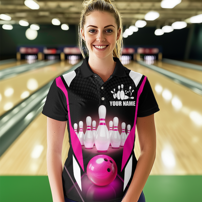 Pink Bowling Shirt for Men and Women Bowling Jersey with Team Bowling Polo & 1/4 Zip MBL42