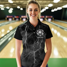 Load image into Gallery viewer, Skull Bowling League Shirt Women Bowling Jersey Team Lightning Thunder Bowling Polo Shirt BDT335