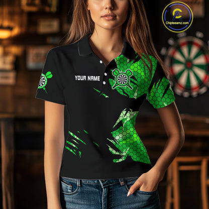 Custom Women's Darts Jersey Green Lightning Dartboard With Halftone Pattern NYN0276