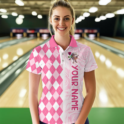 Personalized Bowling Team Jersey Polo Bowling Shirt for Couples Button Down Shirt QZT611