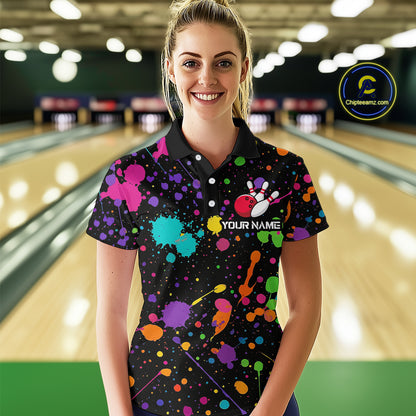 Colorful Watercolor Bowling Shirt for Men Women Custom Team Bowling Polo & Quarter Zip MBL98