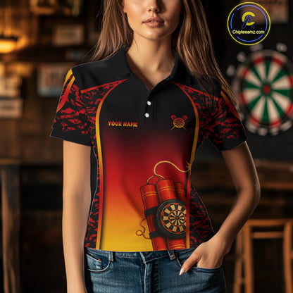 Persionalized Dartboard In Bombs Red-Yellow Dart Shirt For Women, Dart Jerseys NYN0115