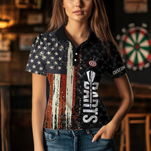 Load image into Gallery viewer, Vintage American Flag Darts Shirt For Women Custom Darts Jersey Pocket Option TDM3516