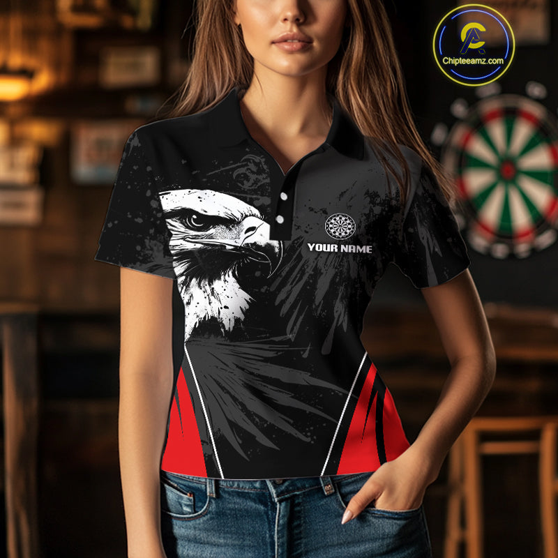 Custom Women's Darts Jersey Grunge Eagle And Dartboard Design For Darts Team NYN0272