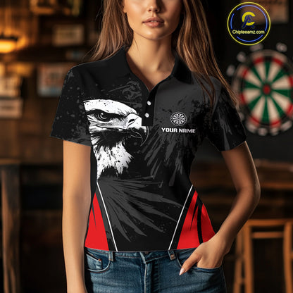 Custom Women's Darts Jersey Grunge Eagle And Dartboard Design For Darts Team NYN0272