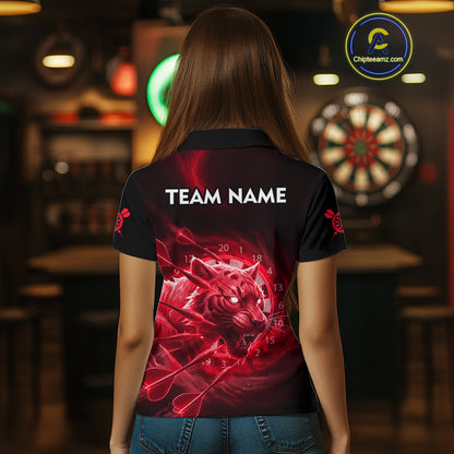 Custom Red Fantasy Tiger Storm Dart Arrow Darts Polo Shirt For Women Dart Team Jerseys NYN1822