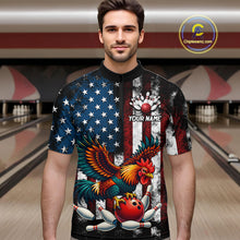 Load image into Gallery viewer, Custom Rooster US Flag Bowling Jersey for Men Bowling Team Shirts Bowling Polo &amp; 1/4 Zip HNT259
