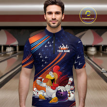 Load image into Gallery viewer, Funny Chicken Polo Bowling Shirt for Men Custom Bowling Jersey 1/4 Zip Bowling Outfit QZT826