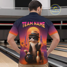 Load image into Gallery viewer, Custom Funny Cat Bowling Jersey for Men Bowling Uniform Polo &amp; 1/4 Zip Bowling Team Shirts HNT114