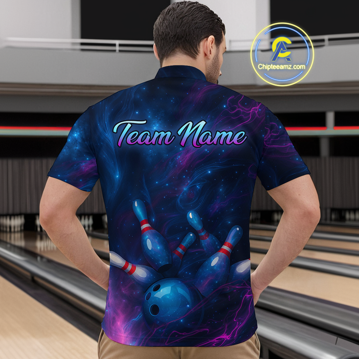 Watercolor Galaxy Bowling Shirts for Men Women Team Custom Bowling Polo & Quarter Zip MBL146