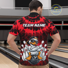 Load image into Gallery viewer, Custom Red Funny Duck Bowling Jersey for Men Bowling Uniform Polo &amp; 1/4 Zip Bowling Team Shirts HNT238