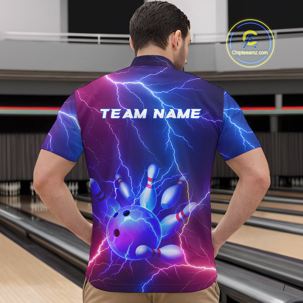 Purple Lightning Bowling Shirts for Men Women Custom Team Bowling Jerseys MBL155
