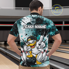 Load image into Gallery viewer, Custom Watercolor Teal Duck Bowling Jersey for Men Bowling Team Shirts Polo &amp; 1/4 Zip HNT239