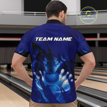 Load image into Gallery viewer, Blue Bowling Shirts for Team Women Men Custom Wolf Bowling Jerseys for Couples MBL202