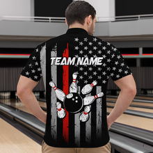 Load image into Gallery viewer, US Red Flag Bowling Shirt for Men Custom Name Polo &amp; Quarter-Zip Bowling Jersey Bowling Team Shirt HNT23
