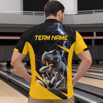 Yellow & Black Thunder Bowling Shirts Custom Bowling Quarter-Zip Jersey for Men Women QZT669