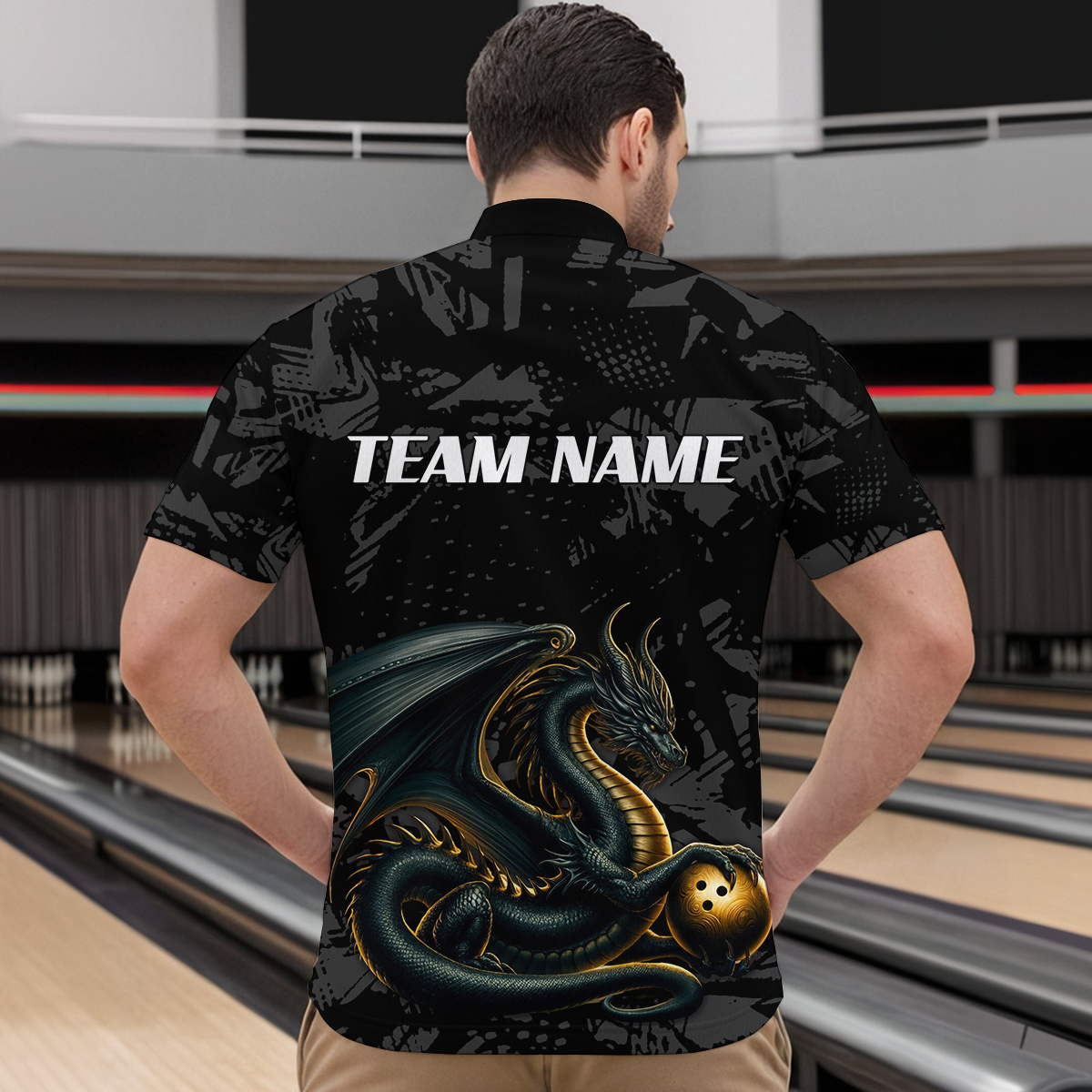 Dragon Bowling Team Shirt Custom Dragon Bowling Jersey 1/4-Zip Bowling Performance QZT640