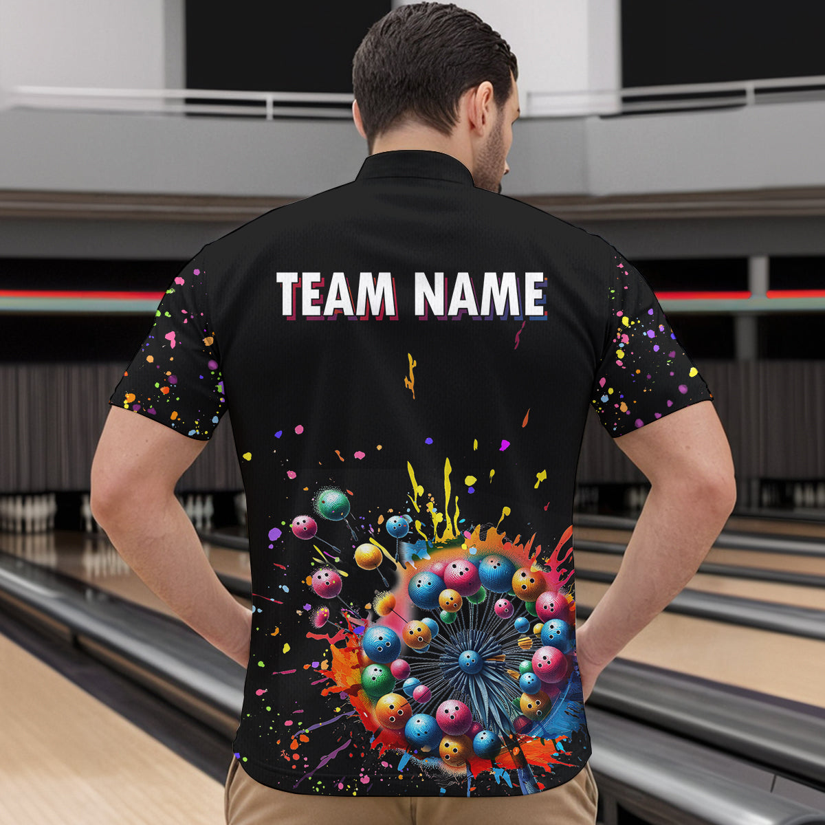Custom Colorful Dandelion Bowling Shirt Bowling Team Jersey Quarter-Zip Bowling Performance QZT672