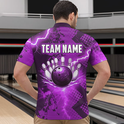 Thunder Lightning Bowling Shirt Purple Bowling Jersey Men Women Team Bowling Shirts MBL64