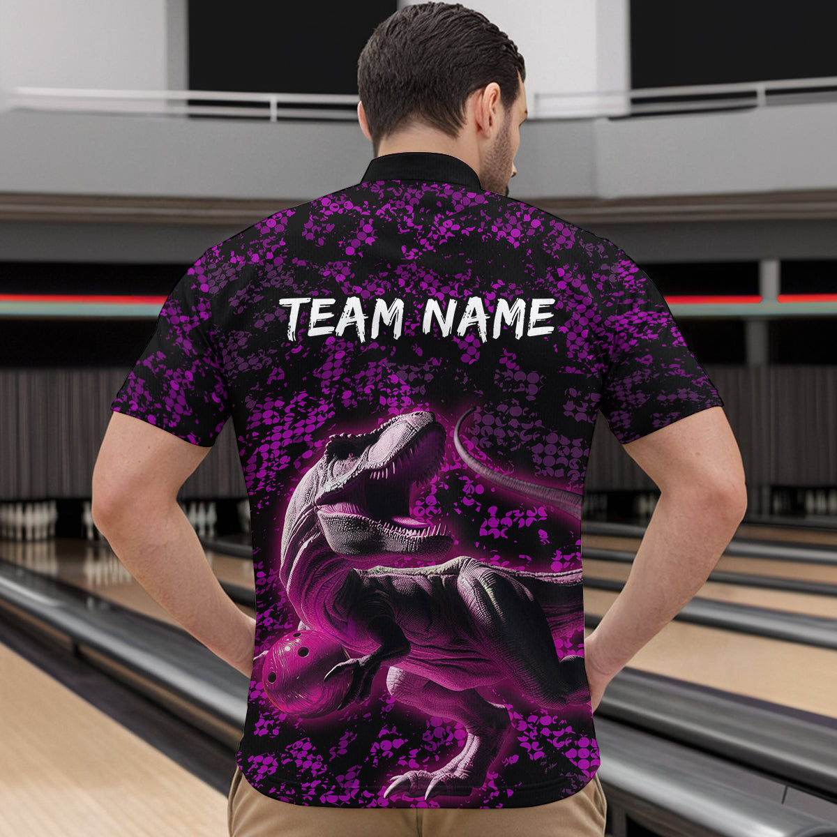 Custom Purple Bowling Shirt Sauropod Bowling Jersey Quarter Zip Bowling League QZT632