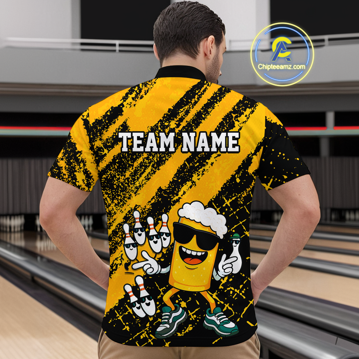 Custom Funny Beer Bowling Shirt Team Bowling League Jersey for Men Polo & 1/4-Zip QZT759