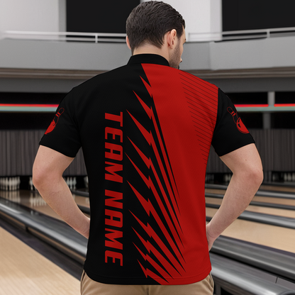 Custom Red Bowling Shirts for Men Women Team Bowling Polo & 1/4 Zip Shirt MBL48