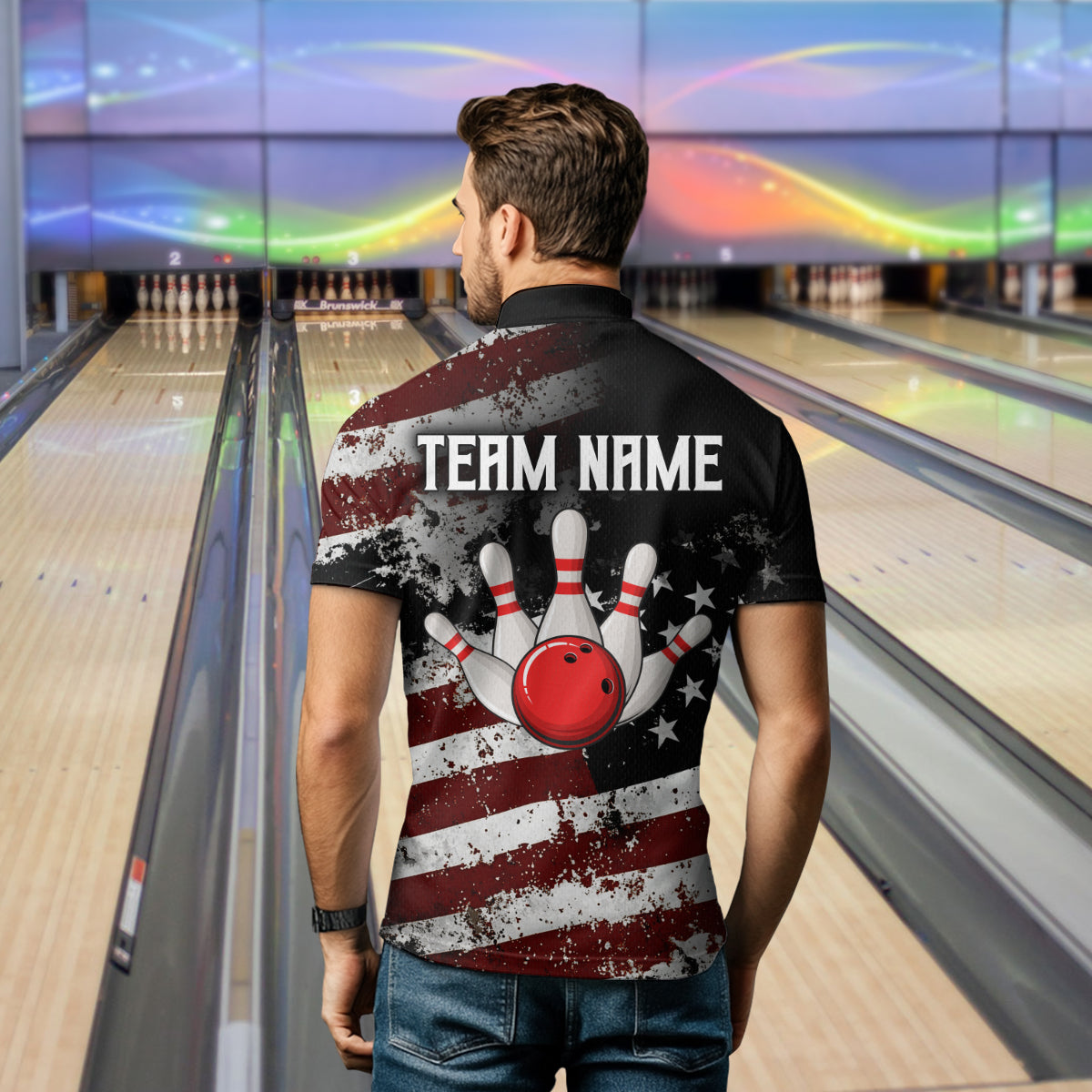 Custom US Eagle Bowling Jersey for Men Bowling Team Shirts Bowling Uniform Polo & 1/4 Zip HNT160
