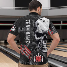 Load image into Gallery viewer, Custom Bowling Shirt for Men Skull Bowling Jersey Bowling Team League Quarter-Zip Shirt QZT47-3