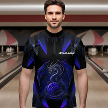 Load image into Gallery viewer, Blue Dragon Personalized Bowling Shirts For Men, Bowling Team Shirt Polo &amp; Quarter-Zip HNT40