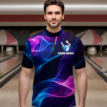Load image into Gallery viewer, Custom Galaxy Bowling Jersey for Men Polo &amp; 1/4 Zip Bowling Team Shirts Bowling League HNT156