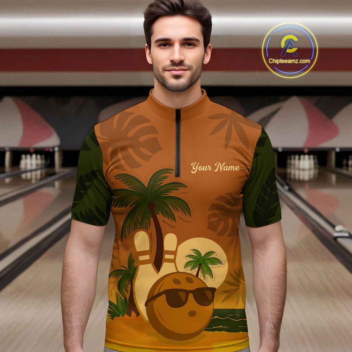 Summer Bowling Shirt for Men and Women Bowling Team League Quarter-Zip Gift for Bowlers QZT698