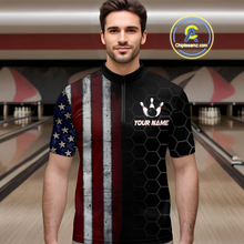 Load image into Gallery viewer, Custom American Bowling Quarter-Zip Shirt Patriotic Bowling Jersey for Men Women QZT683